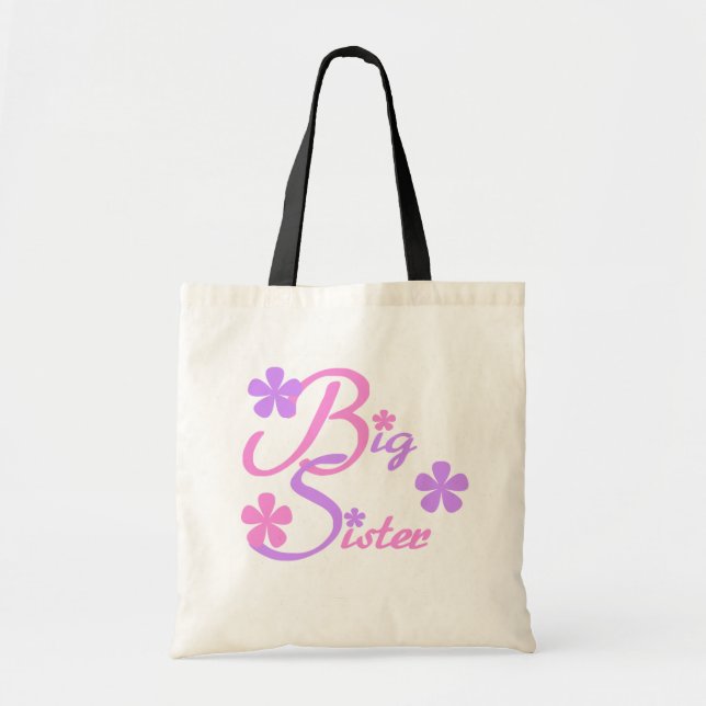 Lavender and Pink Big Sister Tshirts and Gifts Tote Bag (Front)