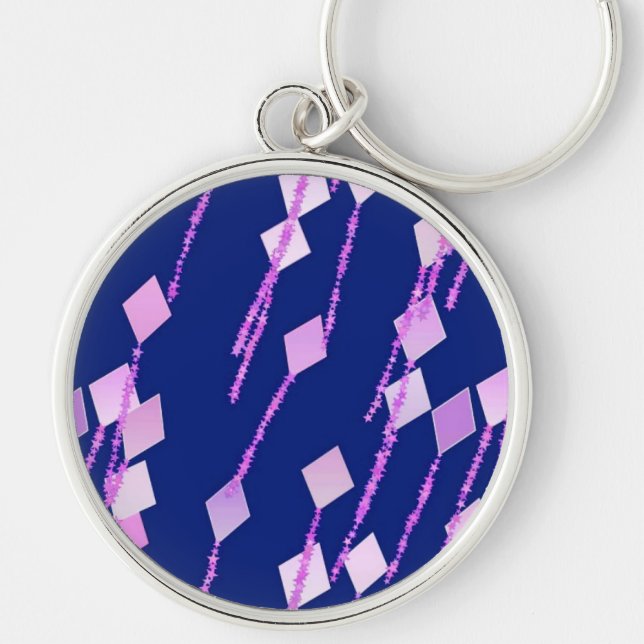 lavender and pink kites against dark blue keychain (Front)