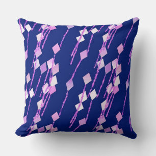 lavender and pink kites against dark blue throw pillow