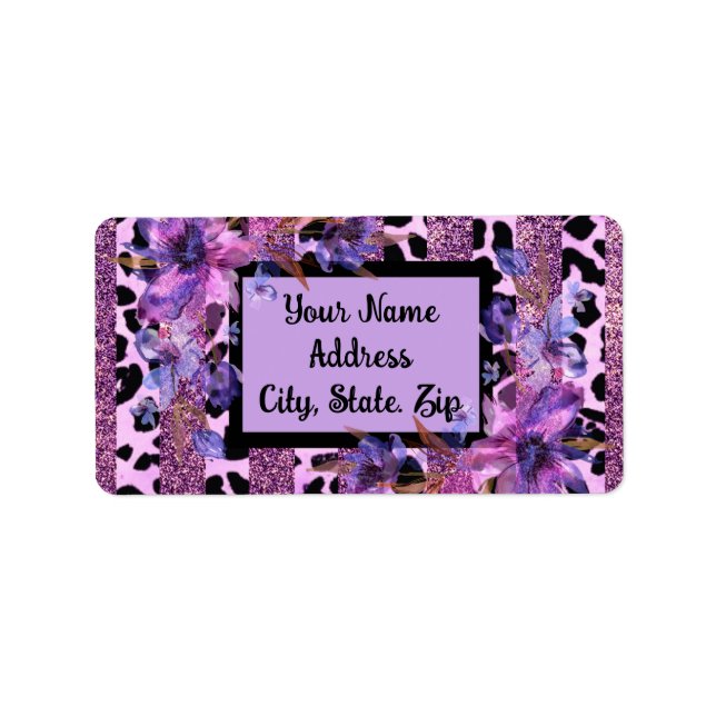 Lavender and pink leopard print sassy design label (Front)