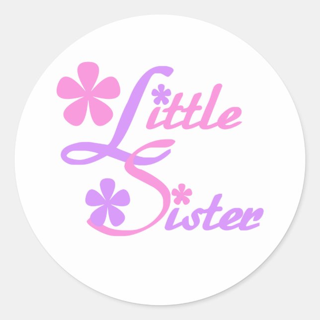 Lavender and Pink Little Sister Classic Round Sticker (Front)