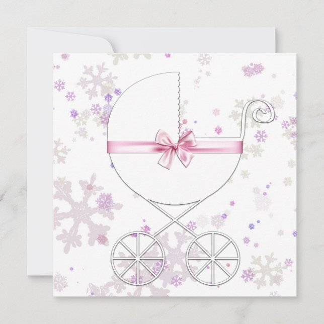 Lavender and Pink Snowflake Baby Shower Invitation (Front)