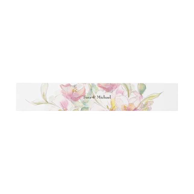 Lavender and Pink Watercolor Floral Invitation Belly Band (Flat)