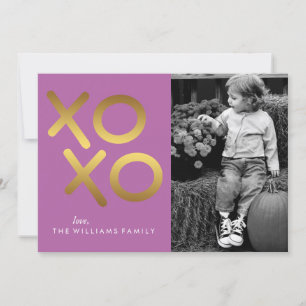 Lavender and Printed Gold XOXO Valentine's Day Holiday Card