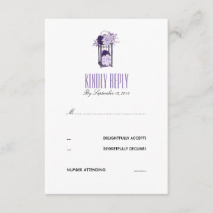 Lavender and Purple Floral Lantern RSVP Card