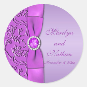 Lavender and Purple Monogrammed 1.5" Round Sticker