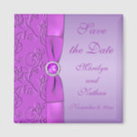 Lavender and Purple Wedding Favour Magnet<br><div class="desc">This save the date magnet matches the invitation and other items shown below. Please note that the ribbon and jewels are works of art and are not real. You can also customize it to say "Thank You" and use it as a wedding favour for your guests. If there are any...</div>