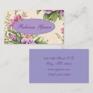 Lavender And Rose Country Garden Floral Print  Business Card