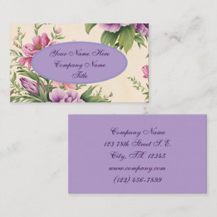 Lavender And Rose Country Garden Floral Print Business Card