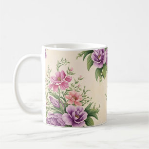 Lavender And Rose Country Garden Floral Print Coffee Mug