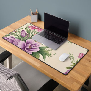 Lavender And Rose Country Garden Floral Print Desk Mat