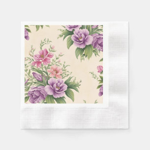 Lavender And Rose Country Garden Floral Print Napkin