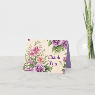 Lavender And Rose Country Garden Floral Print  Thank You Card