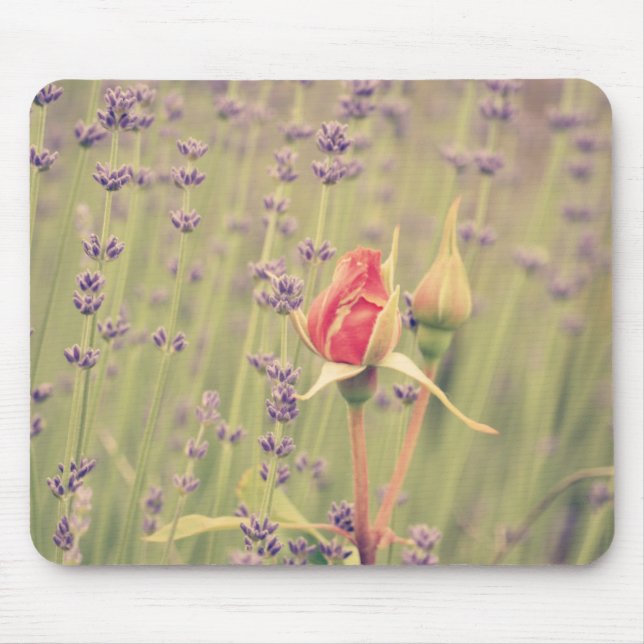 Lavender and Rose Flowers Mouse Pad (Front)