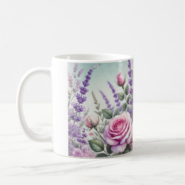 lavender and rose garden mug (Left)