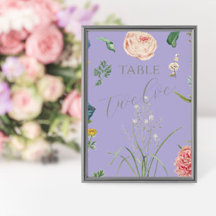 Lavender and Sage Green Outdoor Garden Wedding Table Number