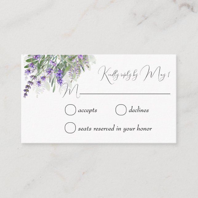 Lavender and sage RSVP  Enclosure Card (Front)