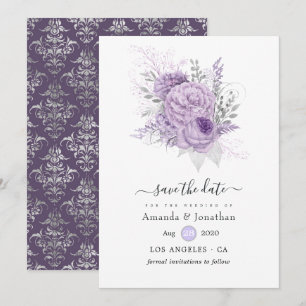 Lavender and Silver Floral Wedding Save The Date