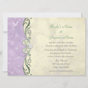 Lavender and Soft Yellow Floral Spring  Wedding Invitation