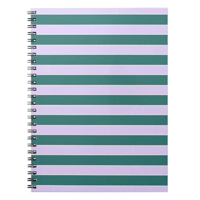 Lavender and Teal Horizontal Stripes Notebook (Front)