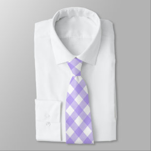 Lavender and White Angled Plaid Tie