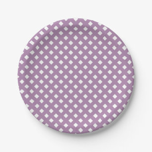 Lavender and White Checked Paper Plate
