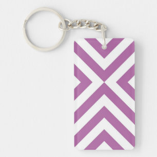 Lavender and White Chevrons Keychain