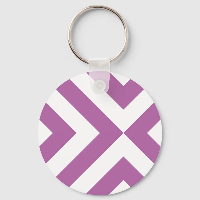 Lavender and White Chevrons Keychain (Front)