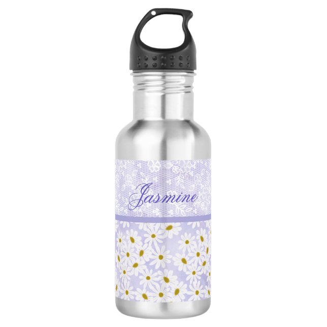 Lavender and White Daisies and Lavender Lace  532 Ml Water Bottle (Front)
