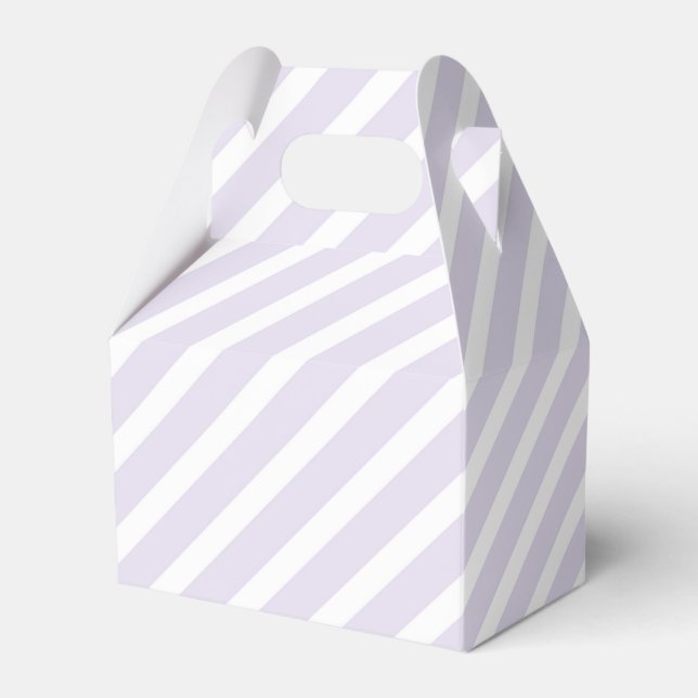 Lavender and White Diagonal Striped Pattern Favor Box (Front Side)