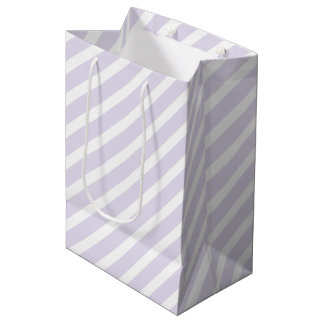 Lavender and White Diagonal Striped Pattern Medium Gift Bag