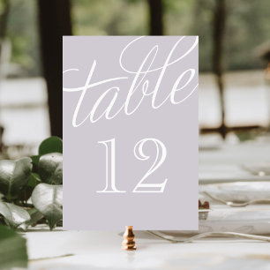 Lavender and White Elegant Script Table Numbers