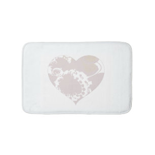 Lavender and White Floral Heart Bath Mat