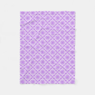 Lavender and White Geometric Circles Pattern Fleece Blanket
