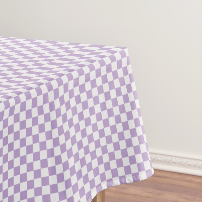 Lavender And White Gingham Chequered Tablecloth (In Situ)