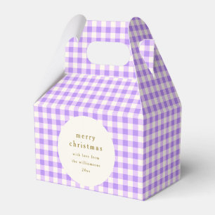 Lavender and White Gingham Christmas Personalized Favor Box