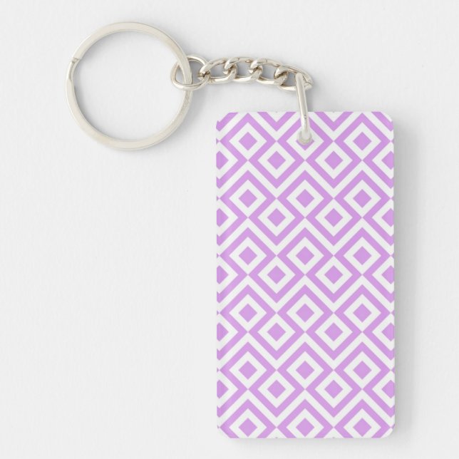 Lavender and White Meander Keychain (Front)