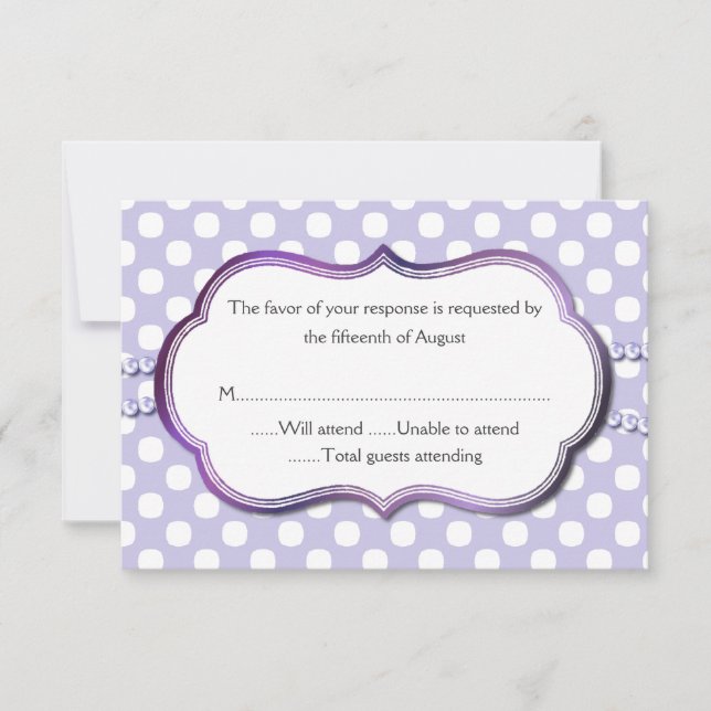 Lavender and White Polka Dot Response Card (Front)