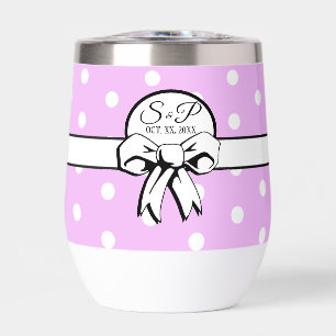 Lavender and White Polka Dot White Bow Personalize