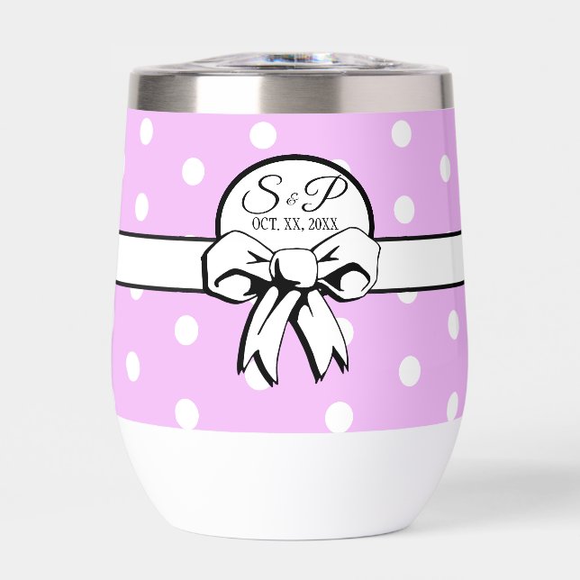 Lavender and White Polka Dot White Bow Personalize (Front)