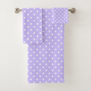 Lavender and White Polka Dots Bath Towel Set