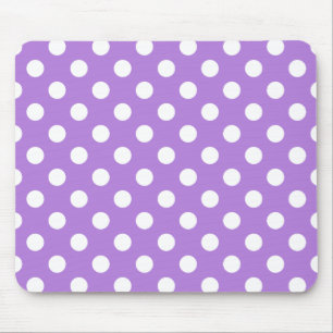 Lavender and White Polka Dots Mouse Pad