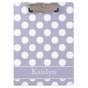 Lavender and White Polka Dots Personalized Clipboard