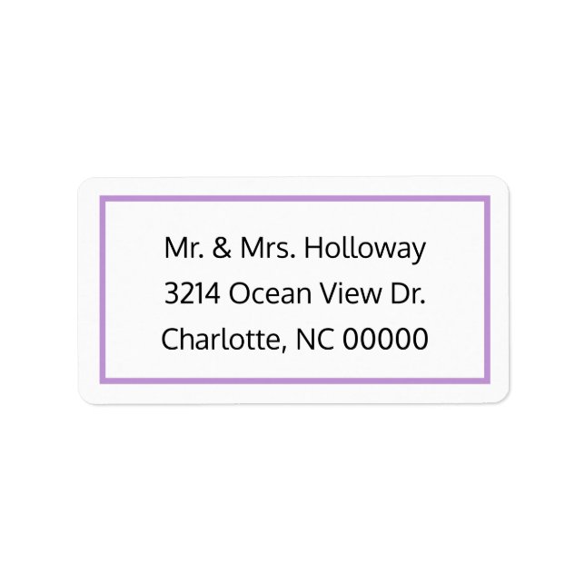 Lavender and White RSVP Address Label (Front)