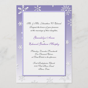 Lavender and White Snowflake Wedding Invitation