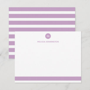 Lavender and White Stripe Monogram Personalized Card
