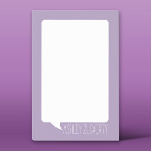 Lavender and White Talk Bubble Personalized Name Post-it Notes