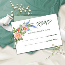 Lavender and Wildflowers Rustic Wedding RSVP Card