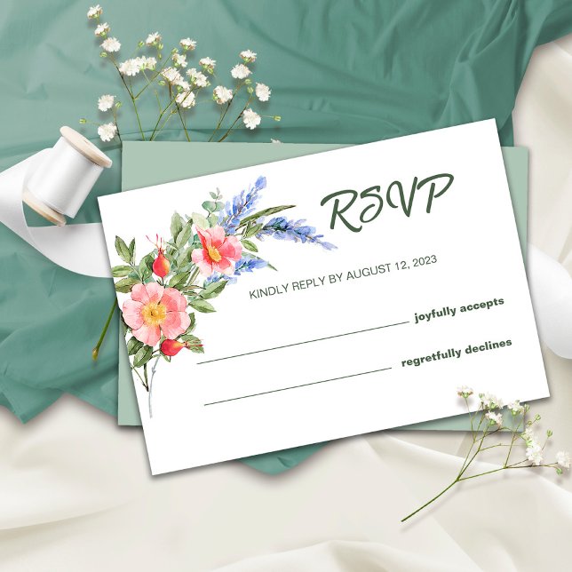 Lavender and Wildflowers Rustic Wedding RSVP Card (Creator Uploaded)
