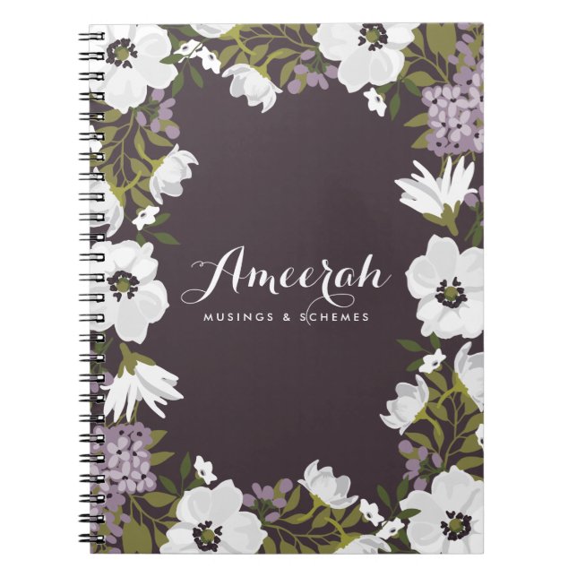 Lavender Anemone Blooms Personalized Notebook (Front)